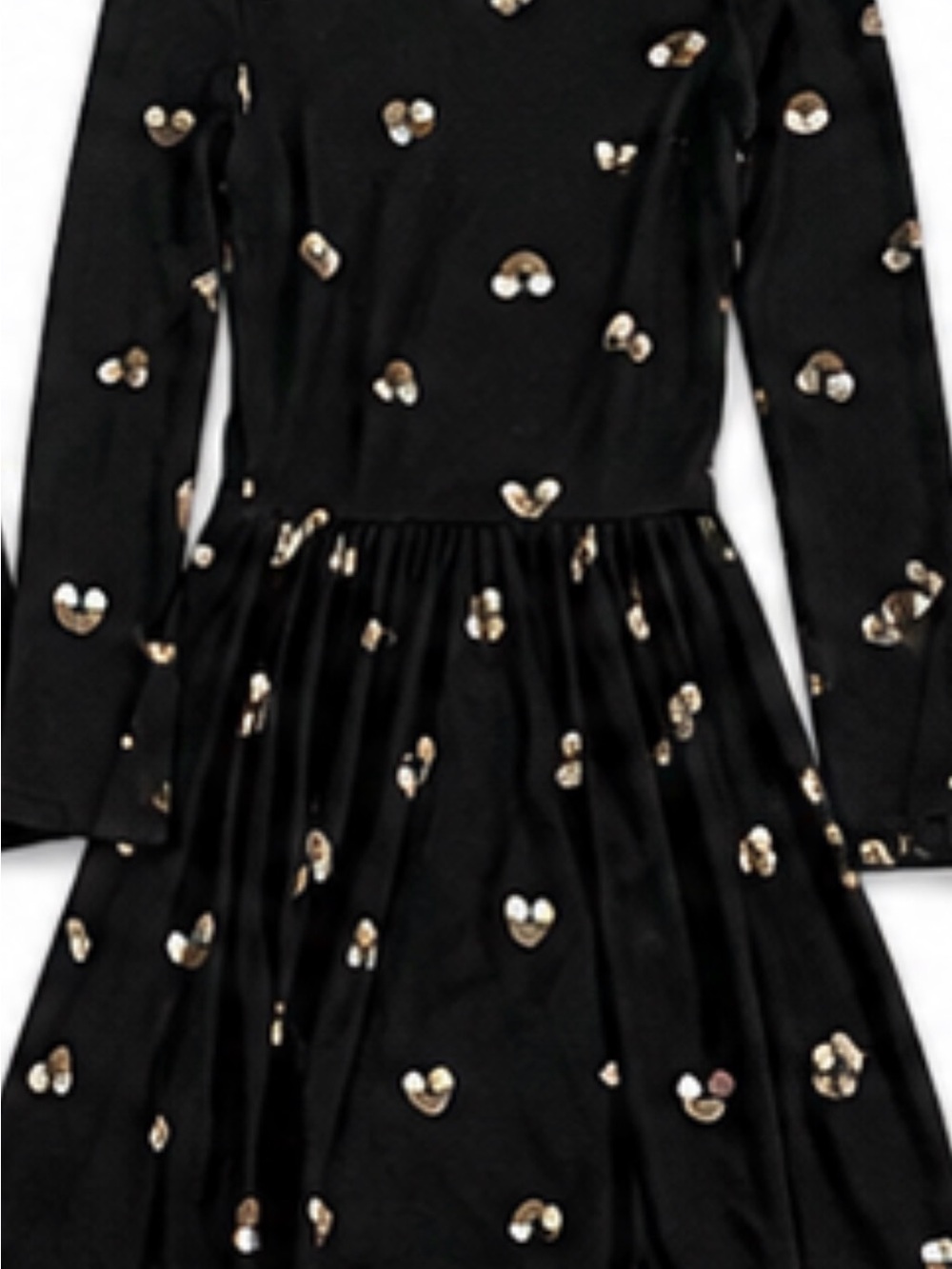 Girls' Black Long-Sleeve Sequin Heart Skater Dress - Picture 1 of 3